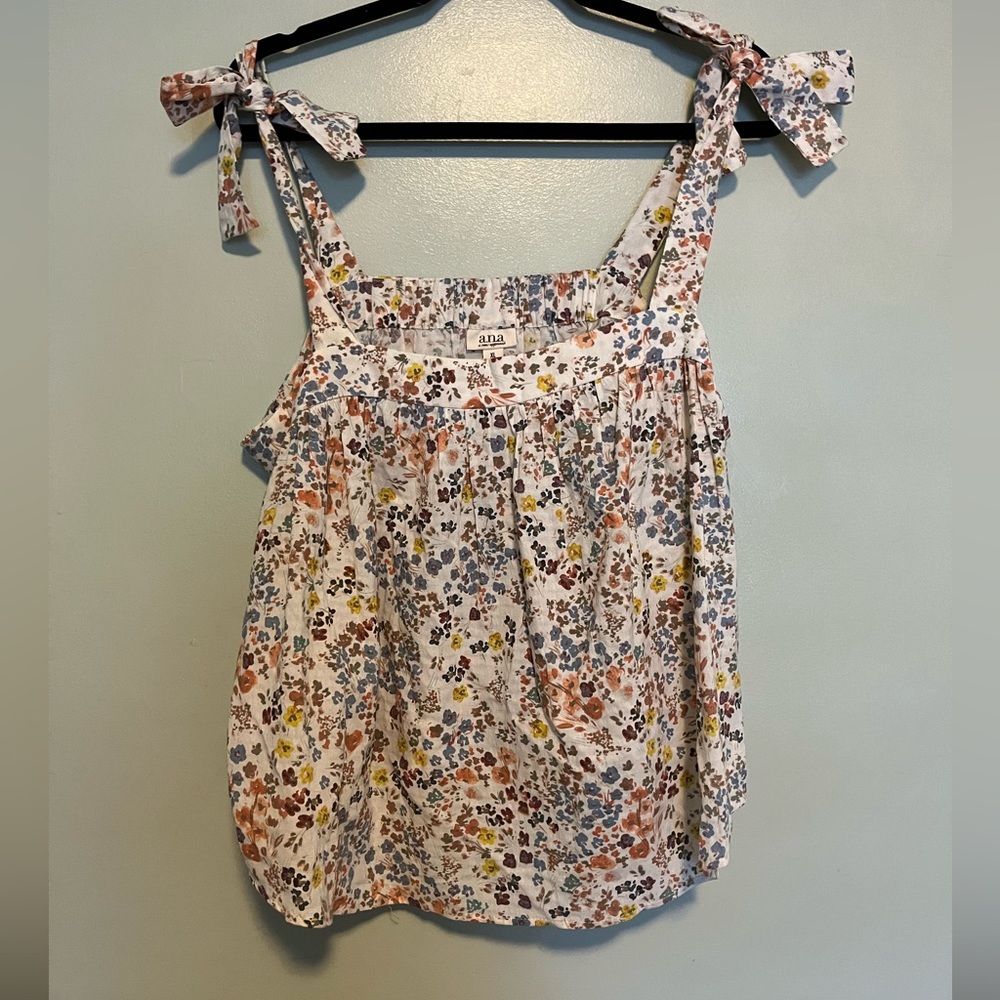 a.n.a. NWT Sleeveless Floral Top with Shoulder Bows